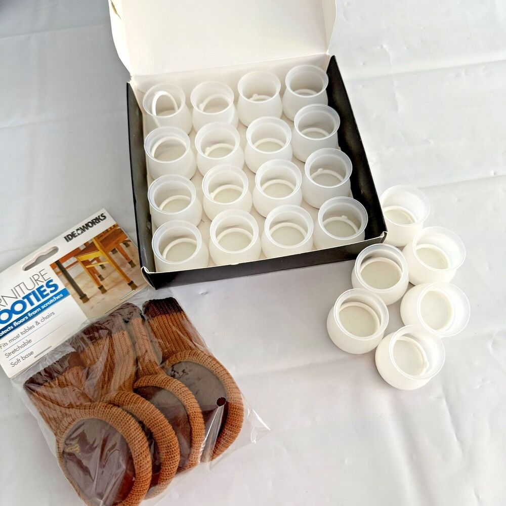 Silicone Leg Chair Floor Protectors 20pc & Furniture Booties Fabric 4pc New